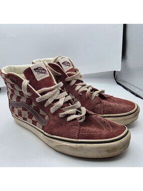 Vans Sk8-Hi Stitch Checkerboard Bitte Mens Size 9.5 Brown Shoes Casual Skate